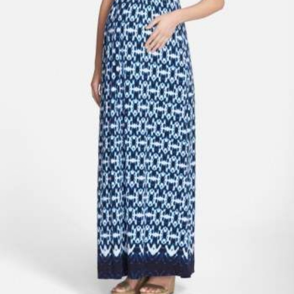 TART CHLOE MATERNITY MAXI DRESS CIRCLE TIE DYE BLUE WHITE NWOT - Picture 7 of 16
